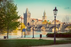 Charles Bridge from a park